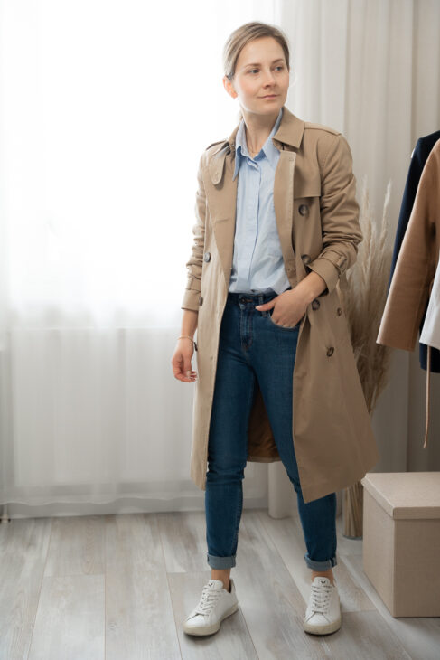 A beige trench coat from Massimo Dutti